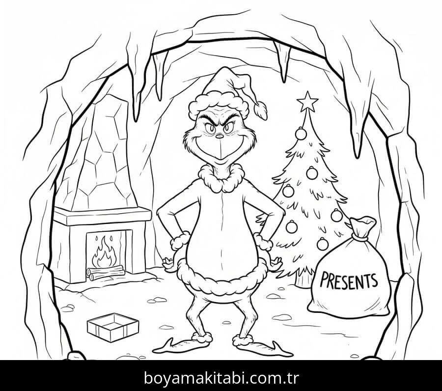Grinç boyama sayfası – el becerilerini geliştirir, boyama çalışması