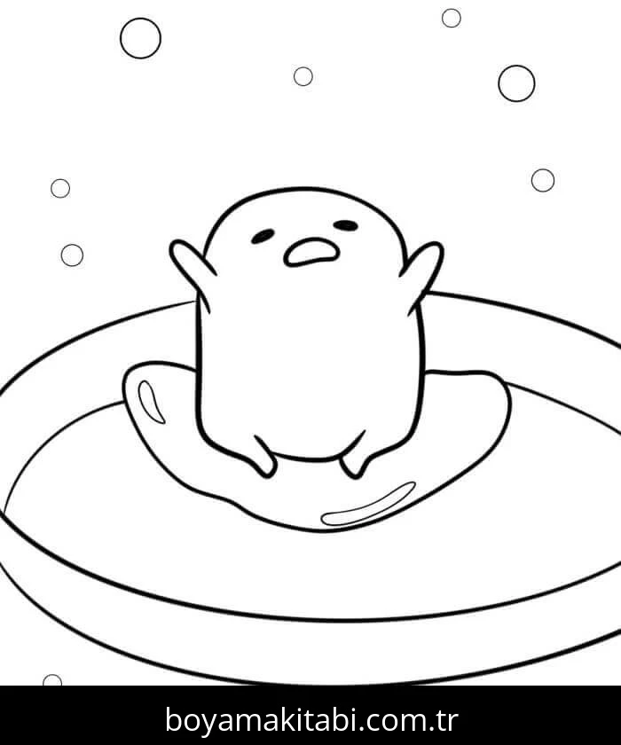 Gudetama boyama sayfası – sevimli karakter, sanatsal çalışma