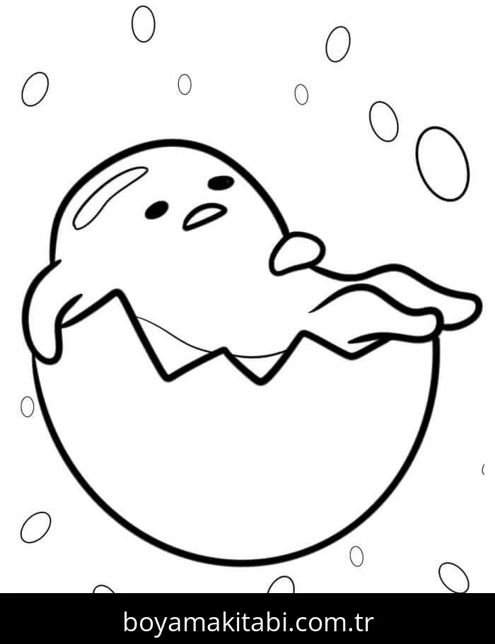 Gudetama boyama sayfası – keyifli zaman, renkli çizimler