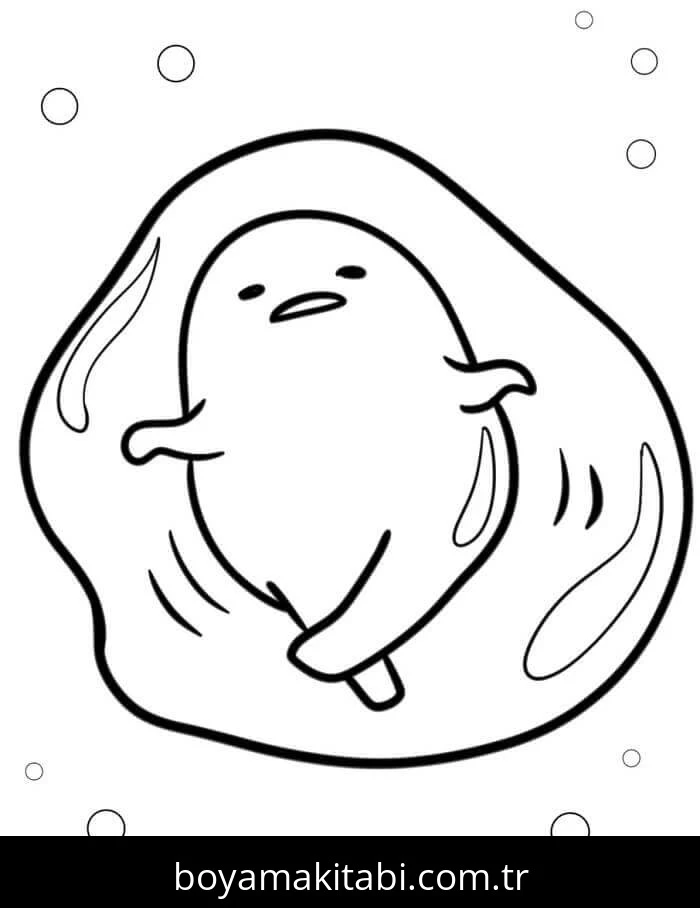 Gudetama boyama sayfası – eğlenceli etkinlik, el becerilerini geliştirir