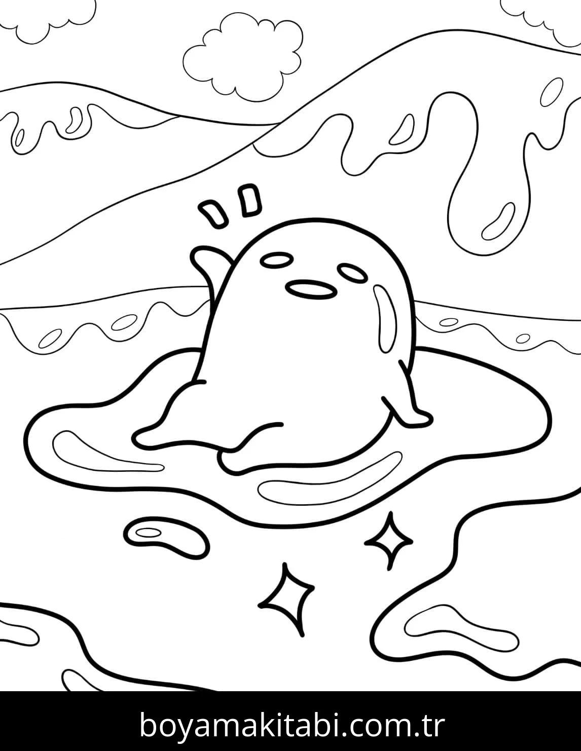 Gudetama boyama sayfası – yaratıcılığı geliştirir, keyifli zaman