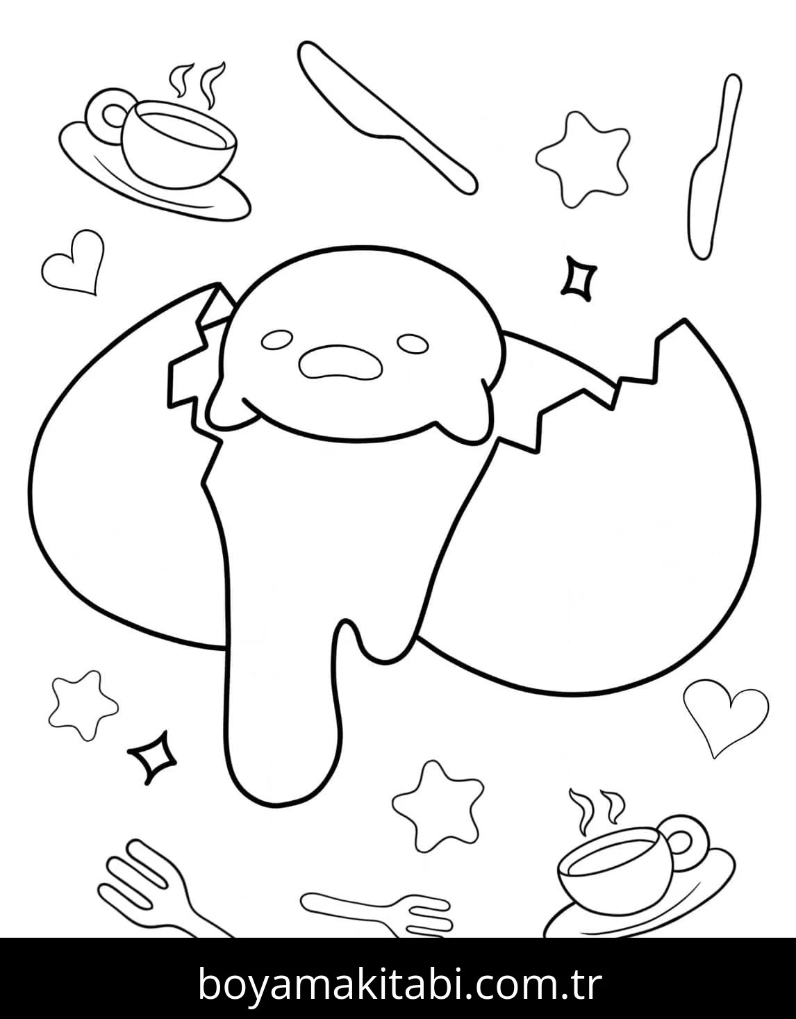 Gudetama boyama sayfası – el becerilerini geliştirir, boyama çalışması