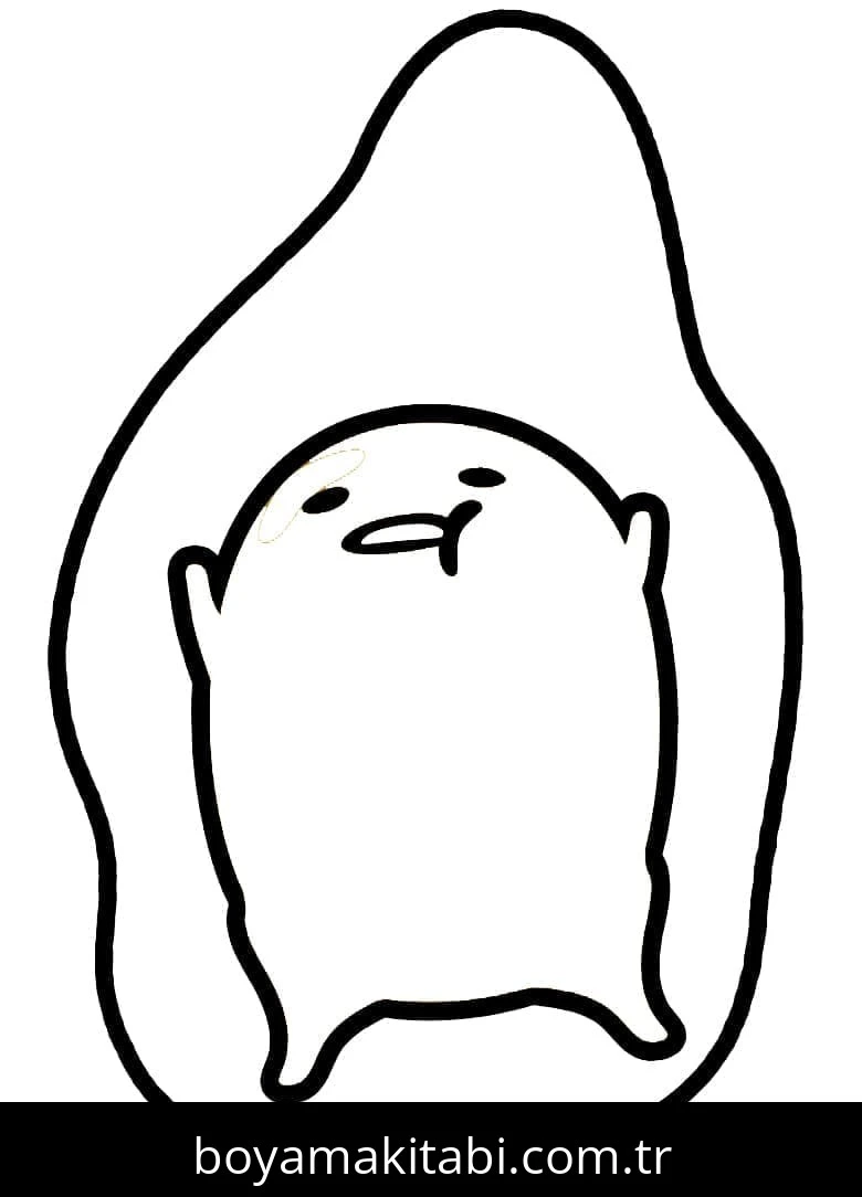 Gudetama boyama sayfası – sanatsal çalışma, çocuklar için