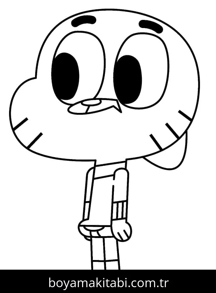 Gumball boyama sayfası – kolay boyama, eğitici aktivite