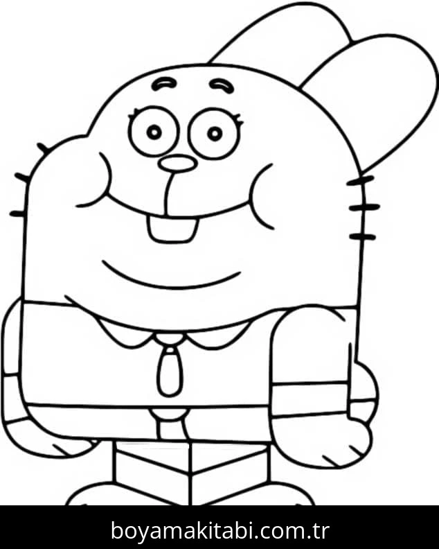 Gumball boyama sayfası – sevimli karakter, sanatsal çalışma