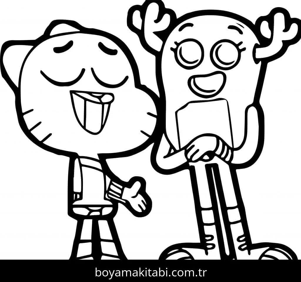 Gumball boyama sayfası – çocuk aktivitesi, PDF indir