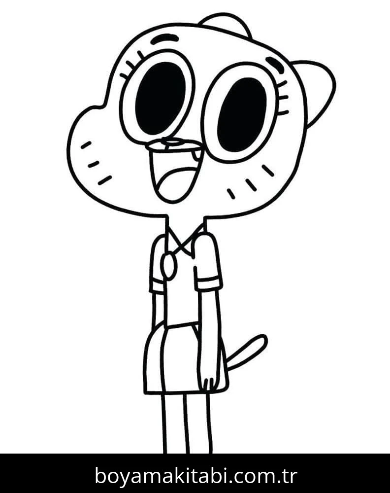 Gumball boyama sayfası – basit çizim, kolay boyama
