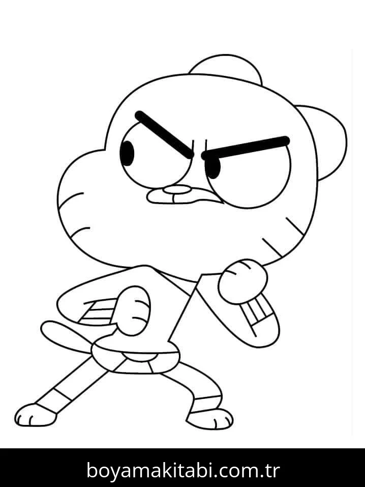 Gumball boyama sayfası – çocuklar için, çizgi film temalı