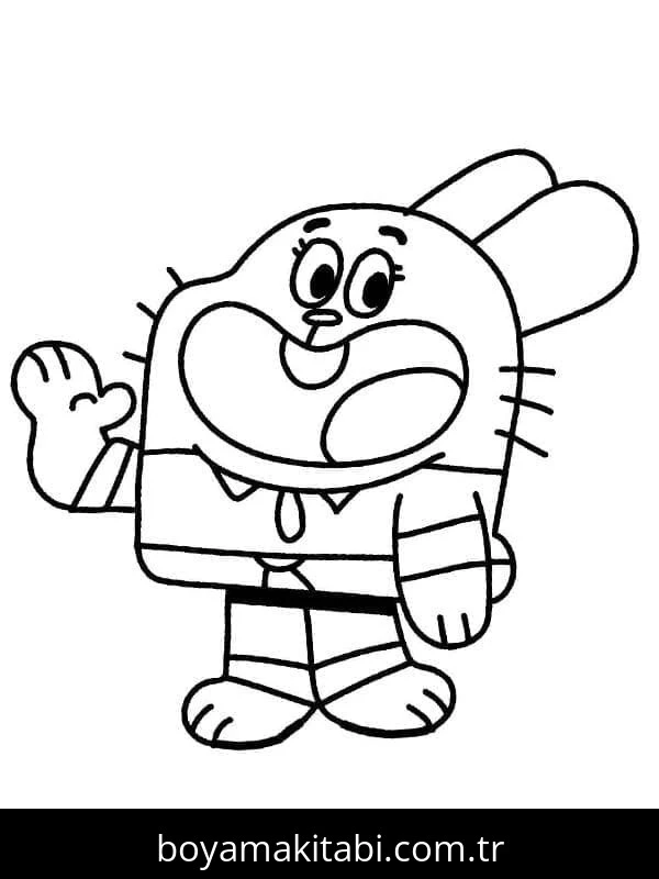 Gumball boyama sayfası – sevimli karakter, sanatsal çalışma
