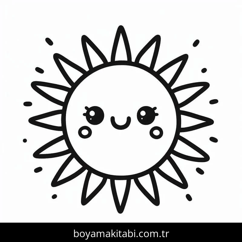 Güneş boyama sayfası – sanatsal çalışma, çocuklar için