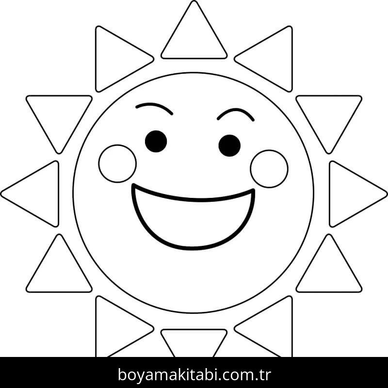 Güneş boyama sayfası – basit çizim, kolay boyama