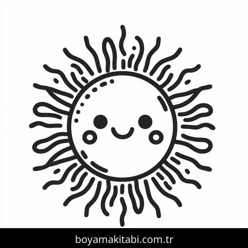 Güneş boyama sayfası – eğlenceli etkinlik, el becerilerini geliştirir