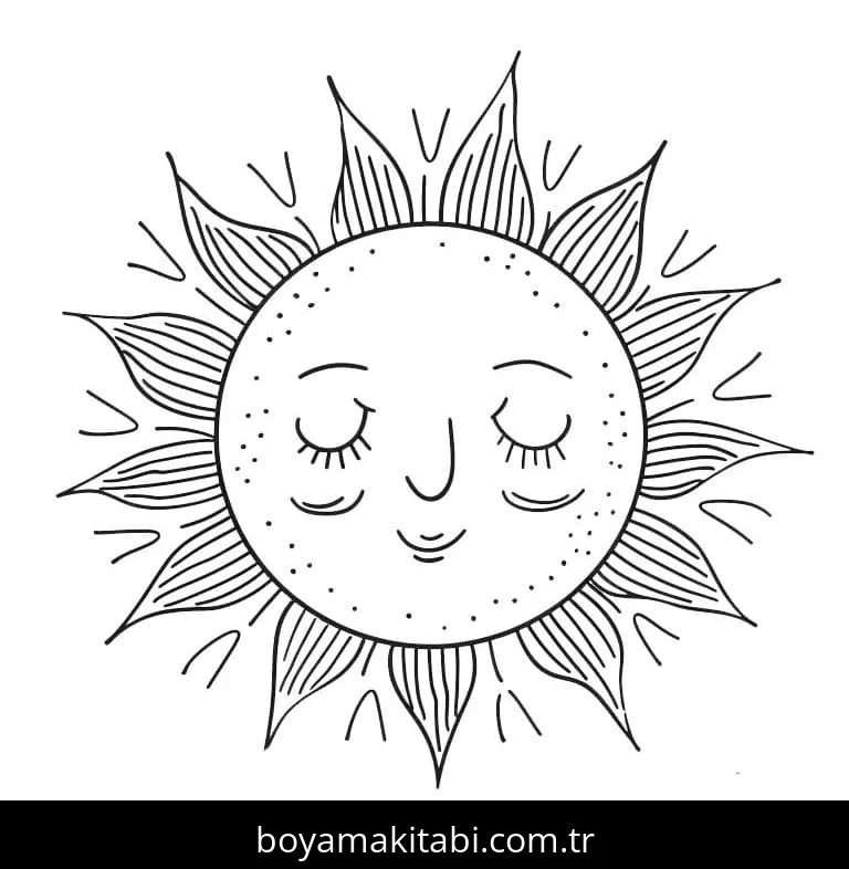 Güneş boyama sayfası – yaratıcılığı geliştirir, keyifli zaman
