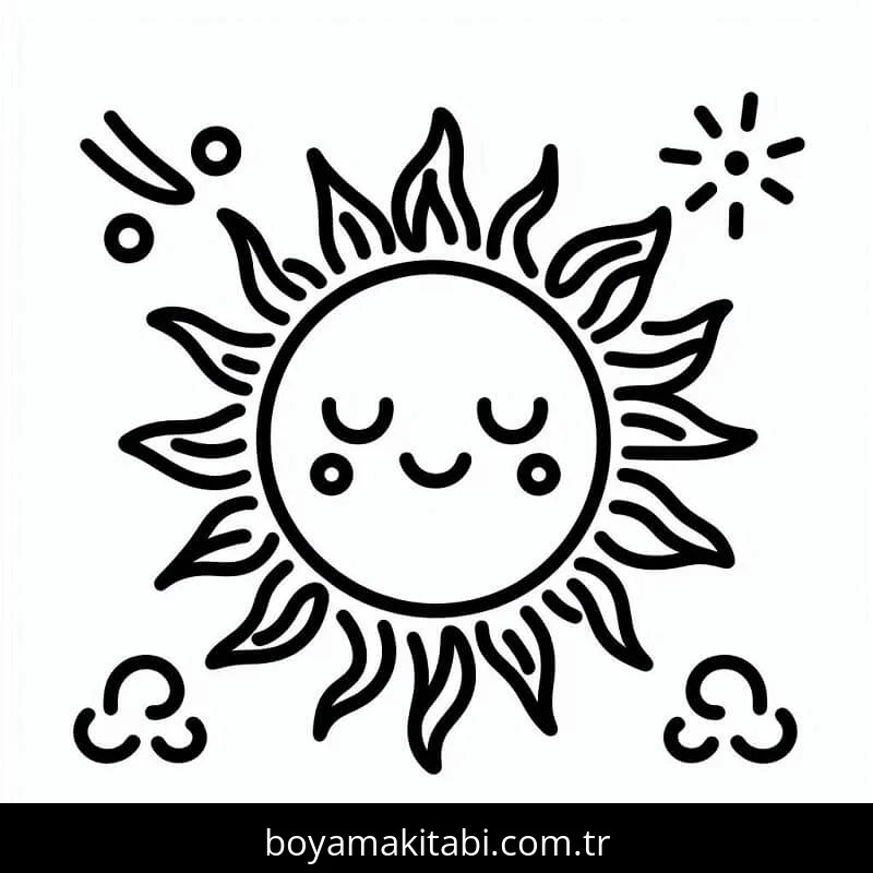 Güneş boyama sayfası – okul öncesi, evde etkinlik