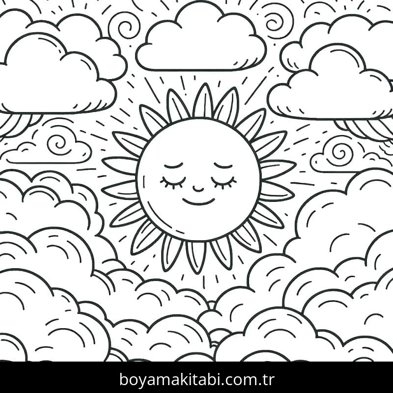 Güneş boyama sayfası – eğitici aktivite, yaratıcılık