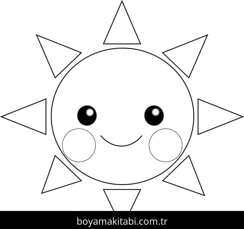 Güneş boyama sayfası – basit çizim, kolay boyama