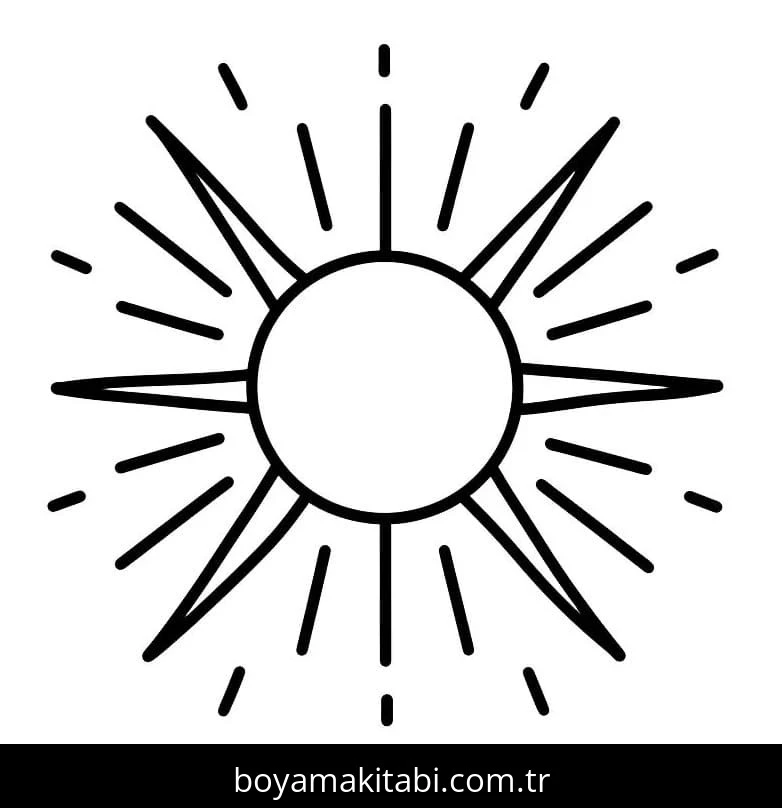Güneş boyama sayfası – okul öncesi, evde etkinlik