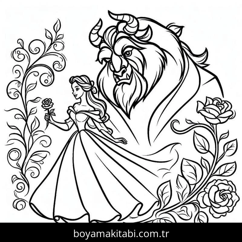 Güzel ve Çirkin boyama sayfası – basit çizim, kolay boyama