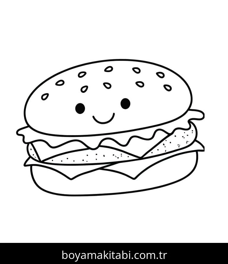 Hamburger boyama sayfası – eğitici aktivite, yaratıcılık
