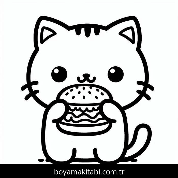 Hamburger boyama sayfası – el becerilerini geliştirir, boyama çalışması