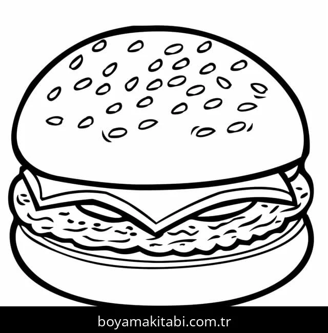 Hamburger boyama sayfası – ücretsiz yazdır, boyama etkinliği