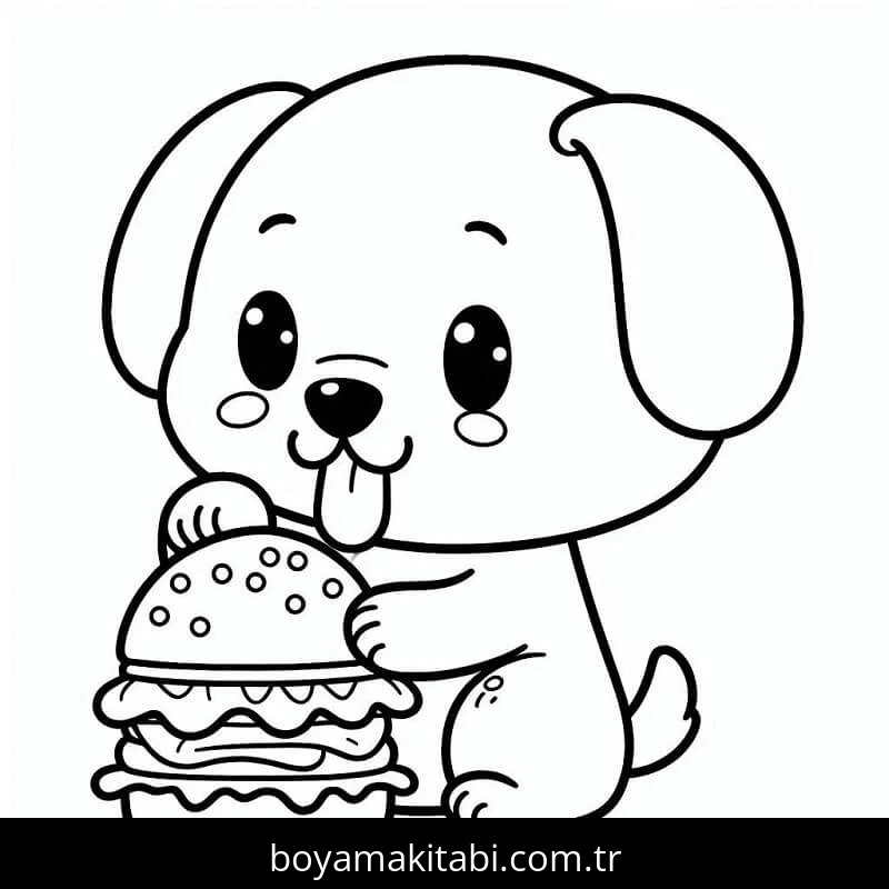 Hamburger boyama sayfası – çocuklar için, çizgi film temalı