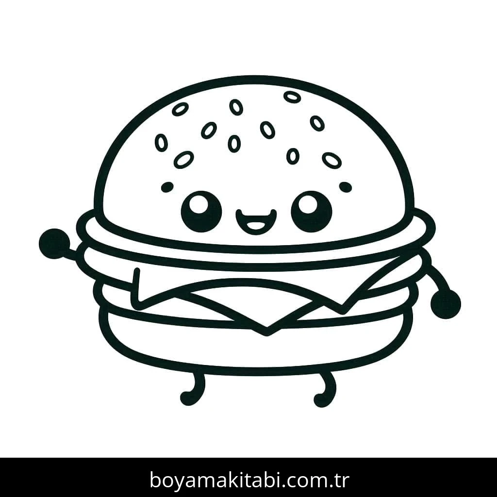 Hamburger boyama sayfası – eğlenceli etkinlik, el becerilerini geliştirir