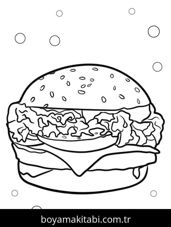 Hamburger boyama sayfası – eğitici aktivite, yaratıcılık