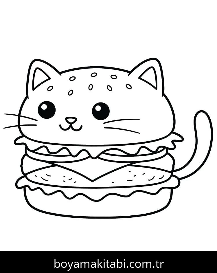 Hamburger boyama sayfası – el becerilerini geliştirir, boyama çalışması