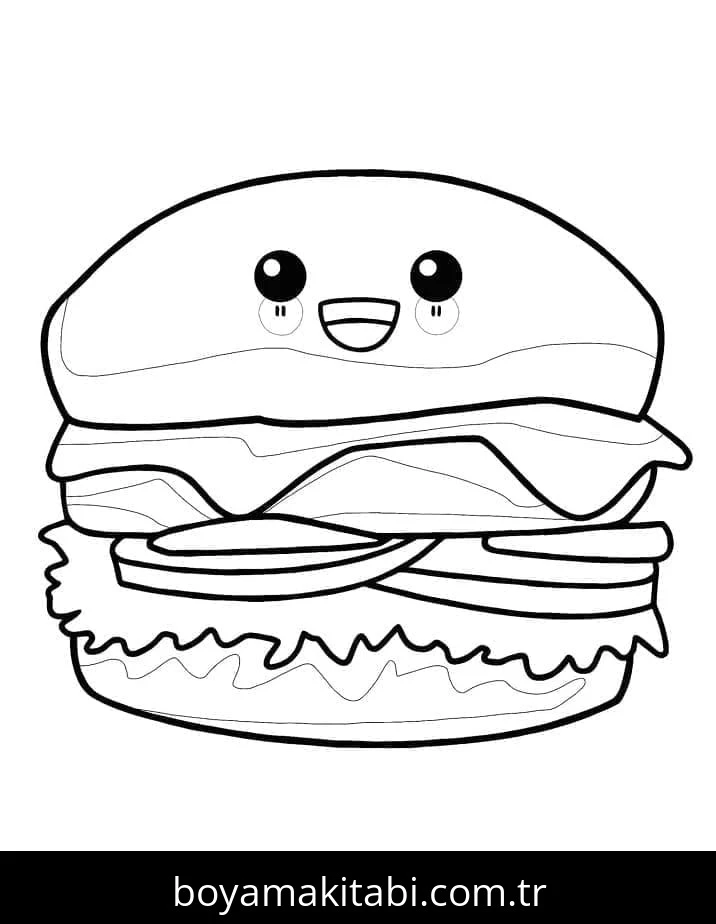 Hamburger boyama sayfası – yaratıcılık, eğlenceli etkinlik
