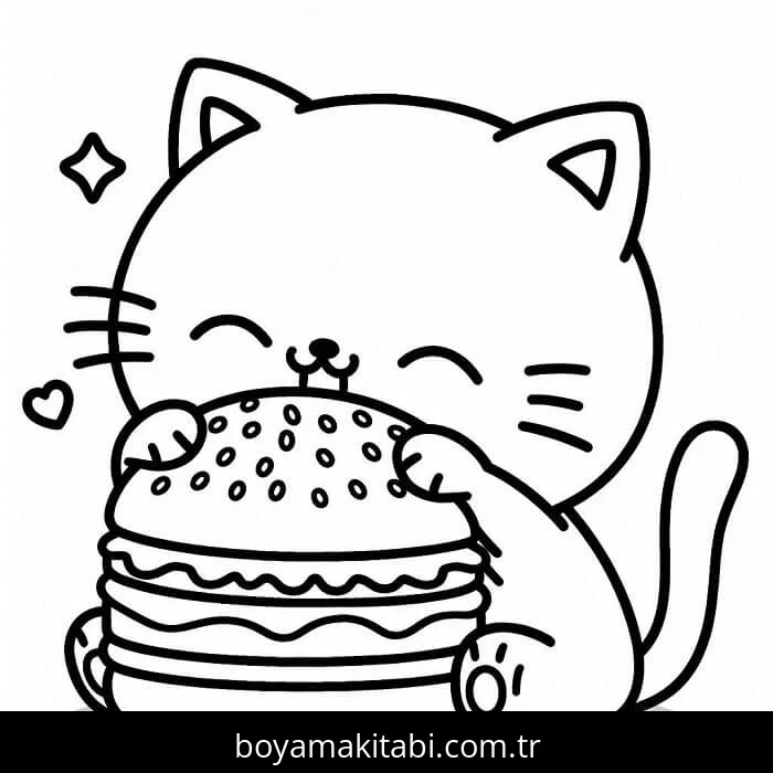 Hamburger boyama sayfası – renkli çizimler, okul öncesi