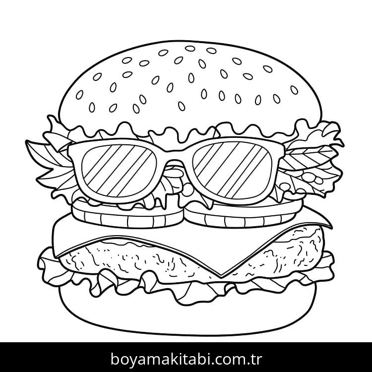 Hamburger boyama sayfası – ücretsiz yazdır, boyama etkinliği