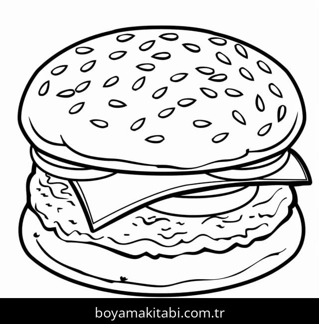 Hamburger boyama sayfası – eğlenceli etkinlik, el becerilerini geliştirir