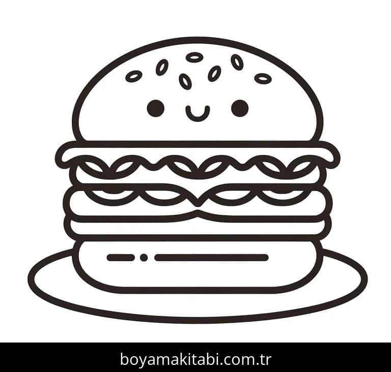 Hamburger boyama sayfası – eğitici aktivite, yaratıcılık