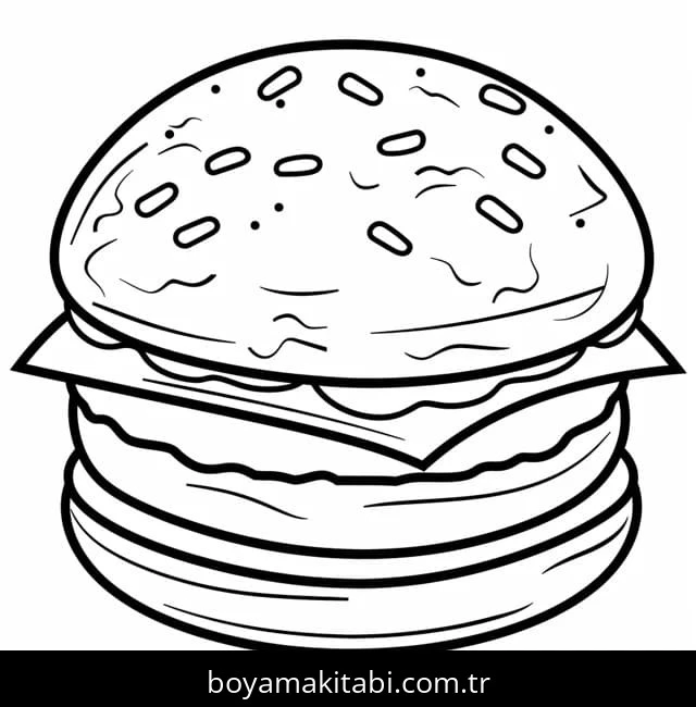 Hamburger boyama sayfası – evde etkinlik, ücretsiz yazdır