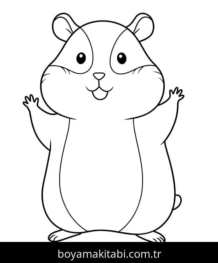 Hamster boyama sayfası – çocuk aktivitesi, PDF indir