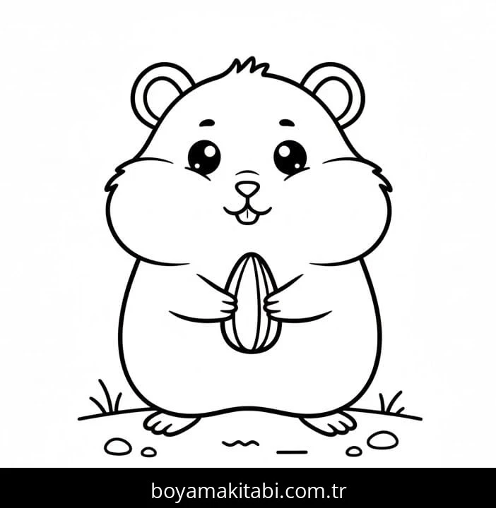 Hamster boyama sayfası – basit çizim, kolay boyama