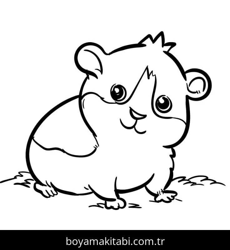 Hamster boyama sayfası – çocuk aktivitesi, PDF indir