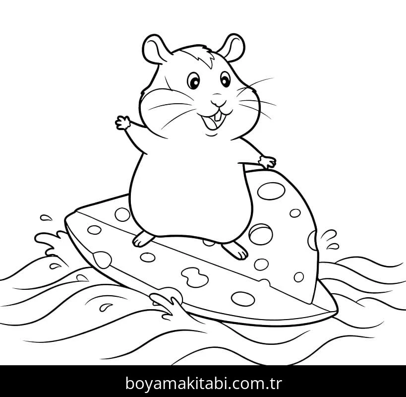 Hamster boyama sayfası – eğlenceli etkinlik, el becerilerini geliştirir