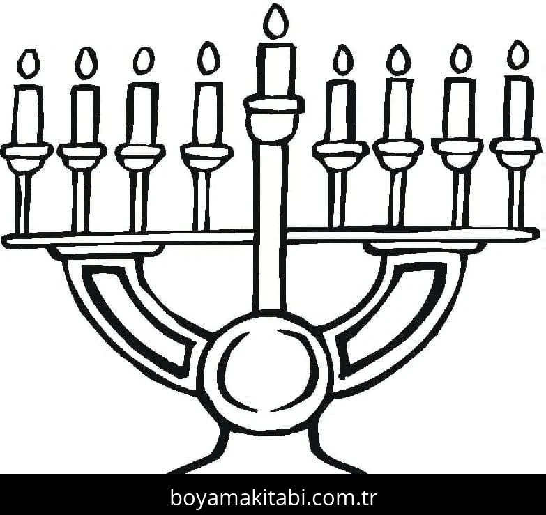 Hanuka boyama sayfası – kolay boyama, eğitici aktivite