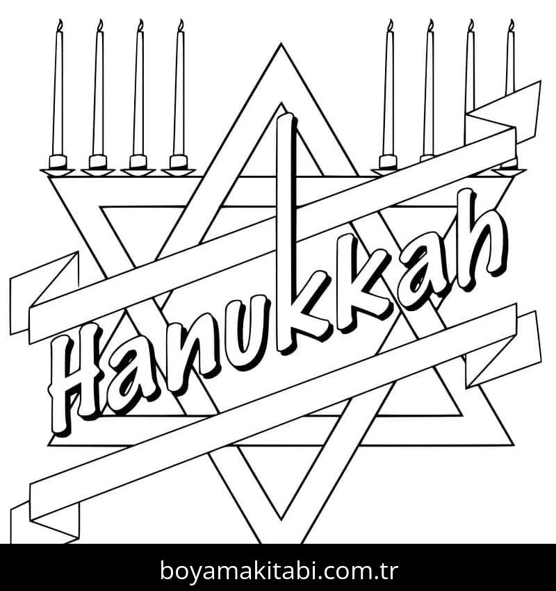 Hanuka boyama sayfası – sevimli karakter, sanatsal çalışma