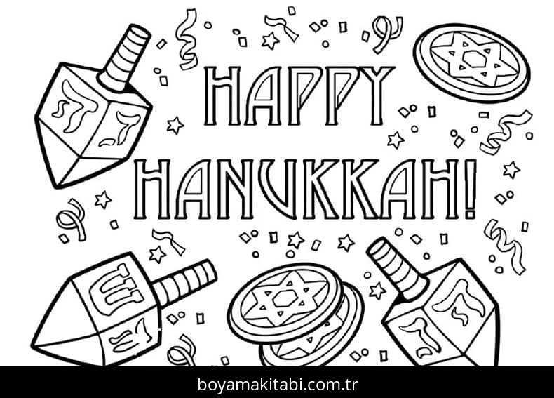 Hanuka boyama sayfası – el becerilerini geliştirir, boyama çalışması