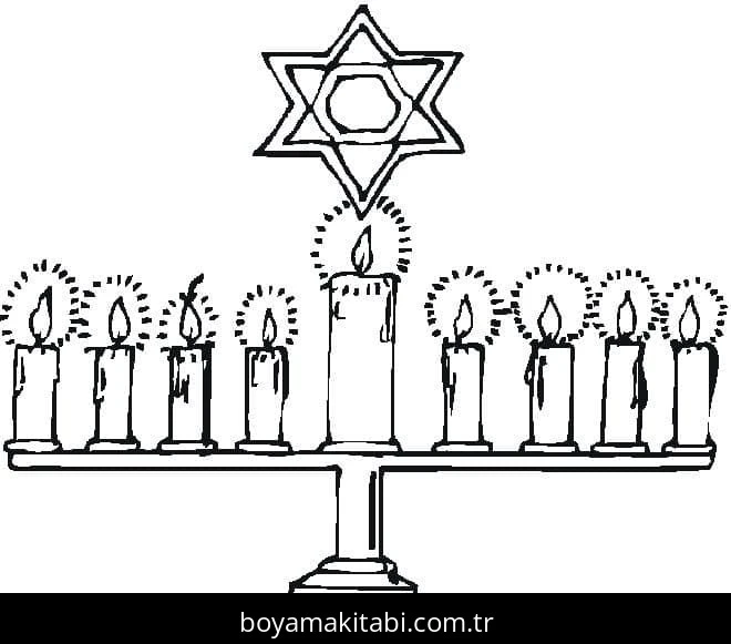 Hanuka boyama sayfası – renkli çizimler, okul öncesi