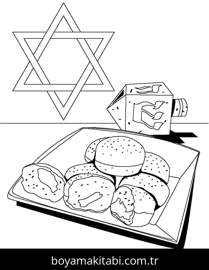 Hanuka boyama sayfası – çocuklar için, çizgi film temalı