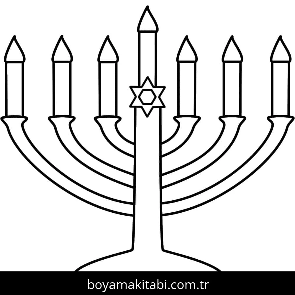 Hanuka boyama sayfası – kolay boyama, eğitici aktivite