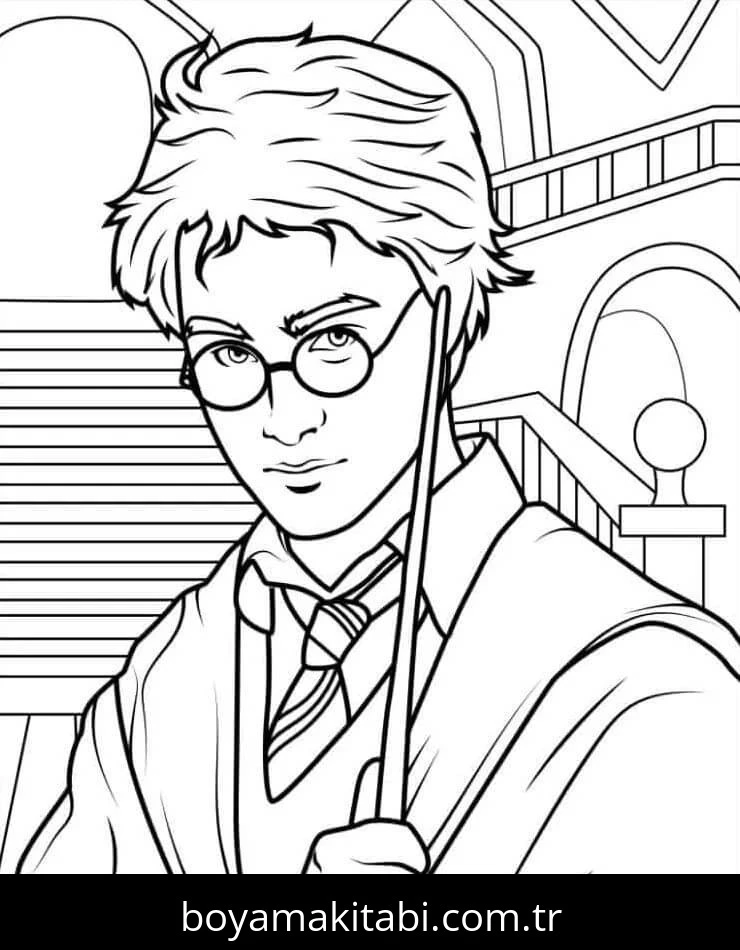 Harry Potter boyama sayfası – basit çizim, kolay boyama
