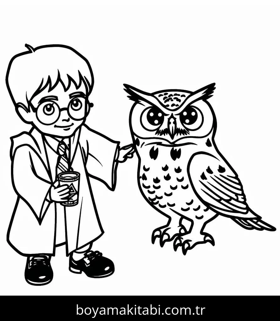 Harry Potter boyama sayfası – PDF indir, sevimli karakter