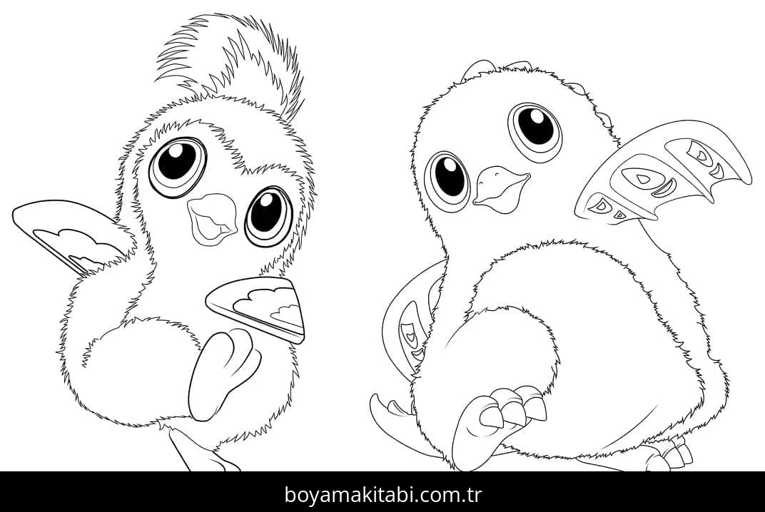 Hatchimals boyama sayfası – basit çizim, kolay boyama