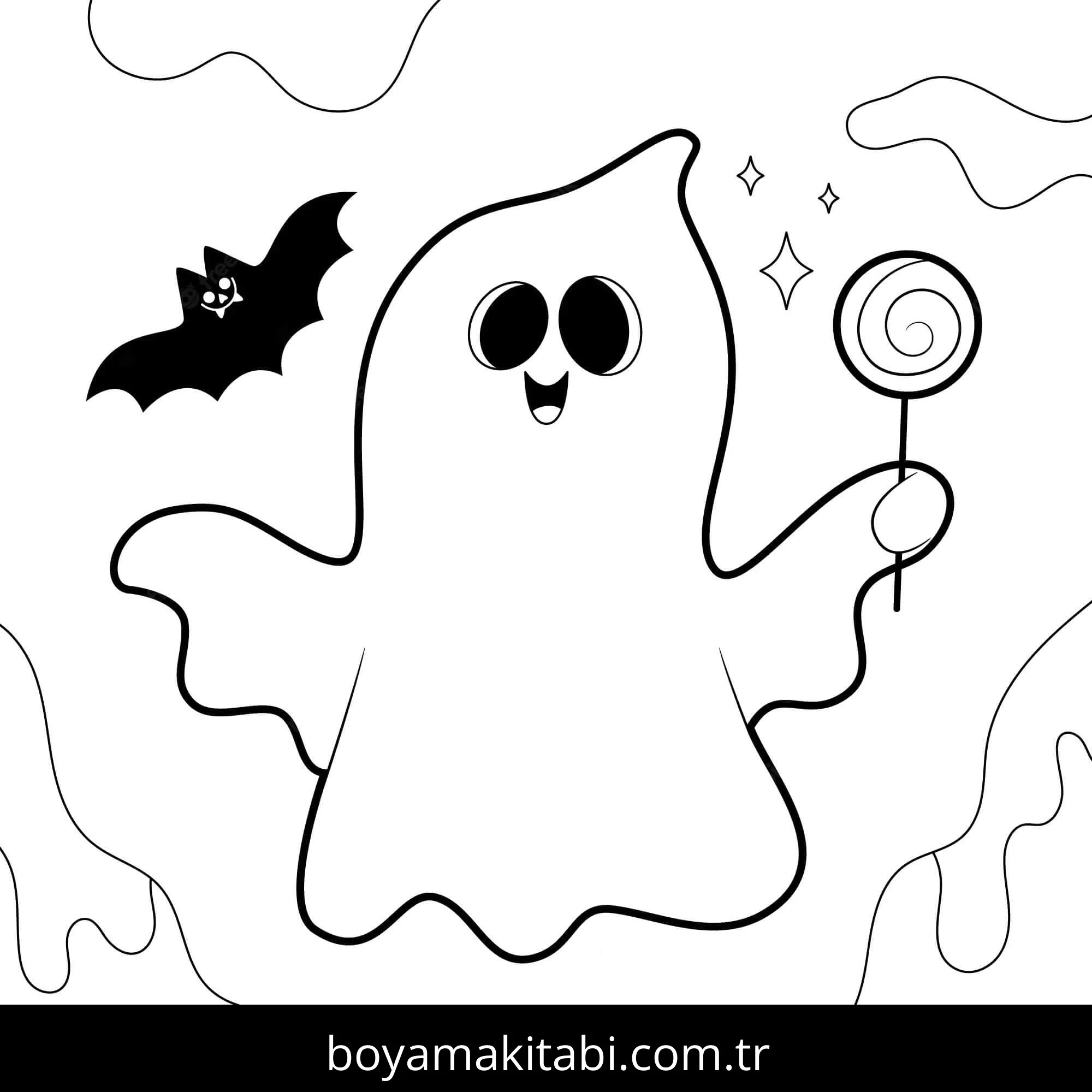 Hayalet boyama sayfası – kolay boyama, eğitici aktivite