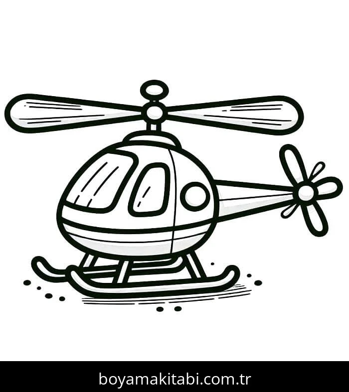 Helikopter boyama sayfası – el becerilerini geliştirir, boyama çalışması